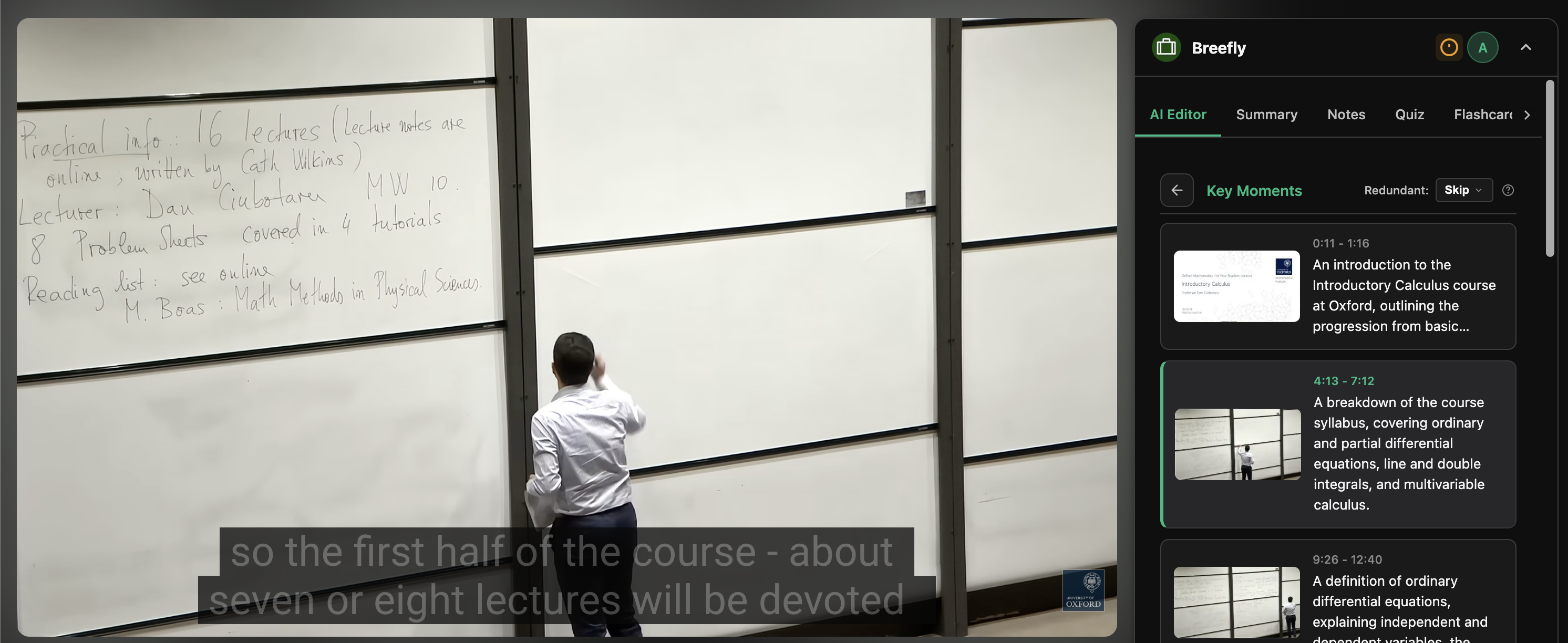 Breefly extension on YouTube